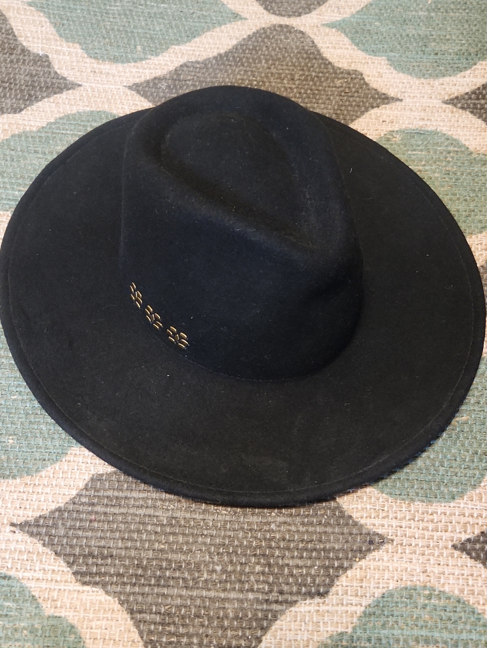 LIKE NEW Women's Black Wool Felt Wide-Brim Hat